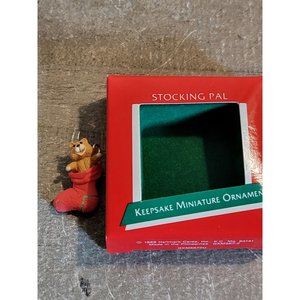 Hallmark 1989 stocking pal mini ornament Xmas Decor teddy bear‎